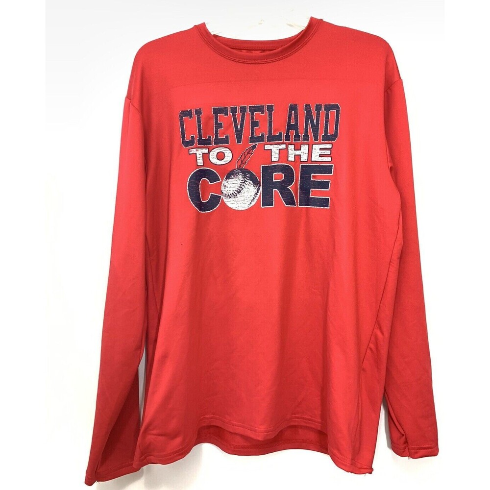 A4 Shirt Mens Medium Red T-Shirt Graphic Tee Cleveland To the Core Baseball L/S
